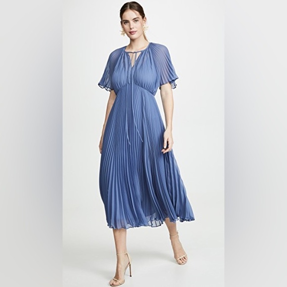 Jill Stuart Wedgwood Esme Pleated Chiffon Midi Dress - Picture 9 of 16